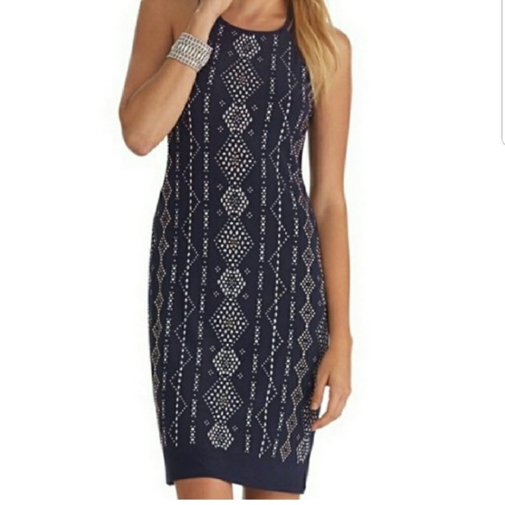 White House Black Market Navy Sleeveless Dress